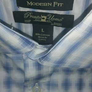 SOLD**Pronto Uomo men's dress shirt large Blu